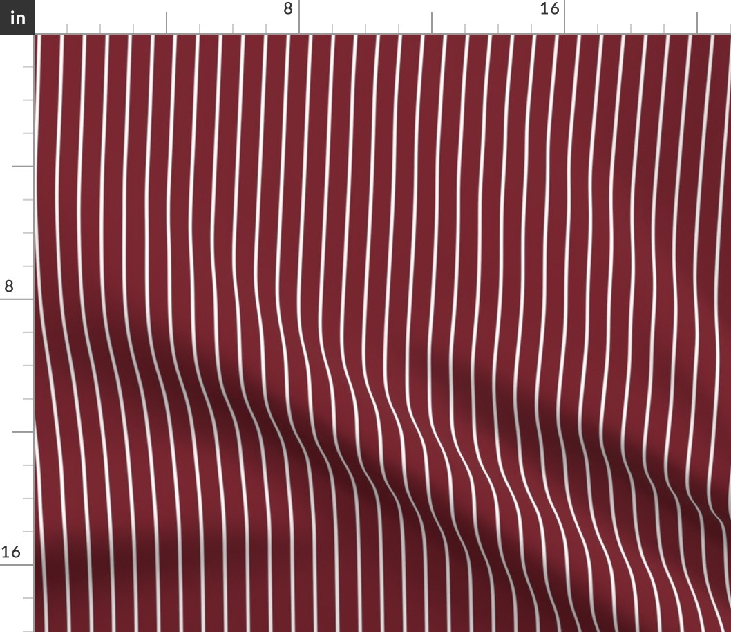 Red Merlot Pin Stripe Pattern Vertical in White