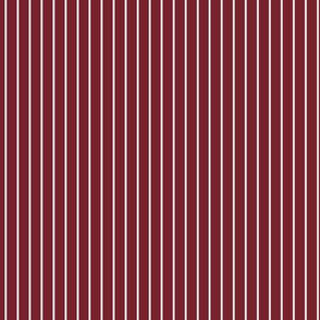 Small Red Merlot Pin Stripe Pattern Vertical in White
