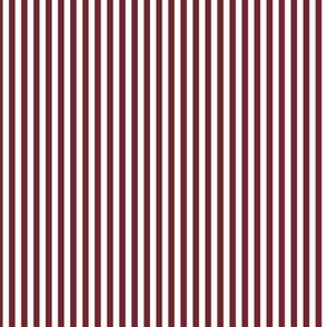 Small Red Merlot Bengal Stripe Pattern Vertical in White