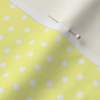White 5 mm polka dots on vanilla yellow ground