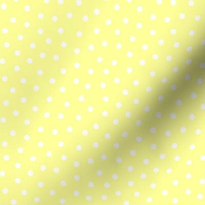 White 5 mm polka dots on vanilla yellow ground