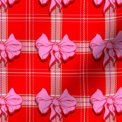 valentines bow plaid red