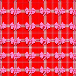 valentines bow plaid red