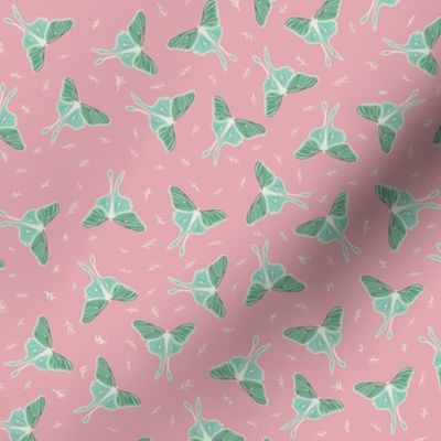  Luna Moths Pattern Pink and Green