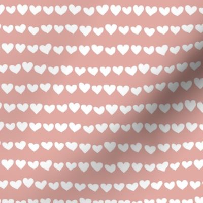 Rows of hearts minimalist boho fvalentine's Day love design rose pink white