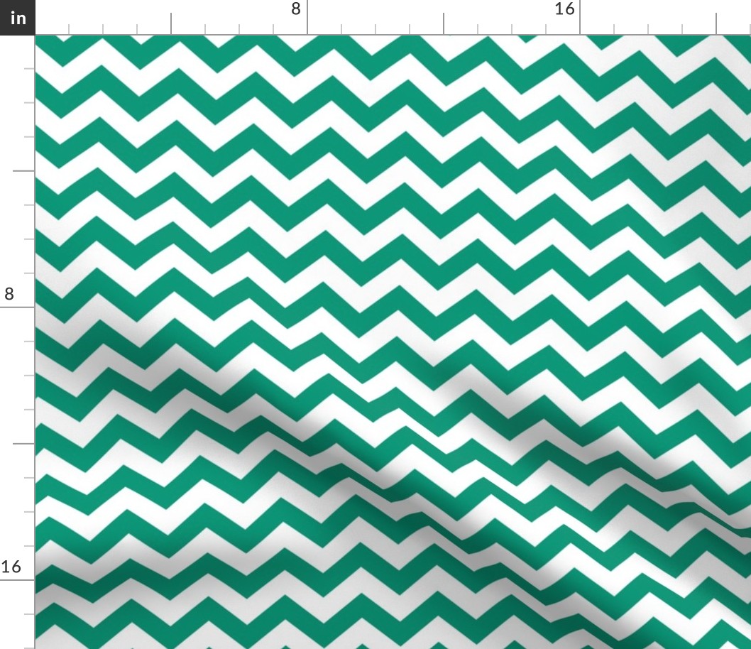 Chevron Pattern - Emerald and White