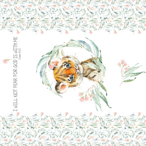 54” x 36” Tiger Blanket Panel, MINKY size panel, Wild Animal Girls Bedding, Bible Verse Blanket, FABRIC REQUIRED IS 54” or WIDER