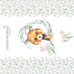 54” x 36” Red Panda Blanket Panel, MINKY size panel, Wild Animal Girls Bedding, Bible Verse Blanket, FABRIC REQUIRED IS 54” or WIDER