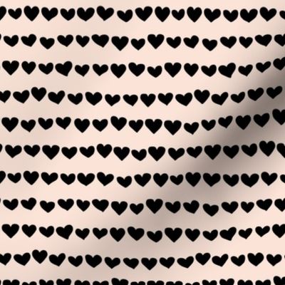 Rows of hearts minimalist boho valentine's Day love design cream off white black