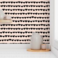 Rows of hearts minimalist boho valentine's Day love design cream off white black