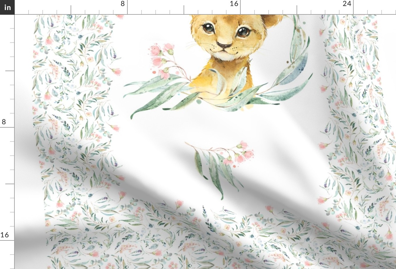 54” x 36” Lion Cub TWO Blanket Panels, MINKY size panel, Wild Animal Girls Bedding, Bible Verse Blanket, FABRIC MUST be 54” or WIDER, Two 24”x36” panels per yard