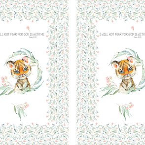 54” x 36” Tiger TWO Blanket Panels, MINKY size panel, Wild Animal Girls Bedding, Bible Verse Blanket, FABRIC MUST be 54” or WIDER, Two 24”x36” panels per yard