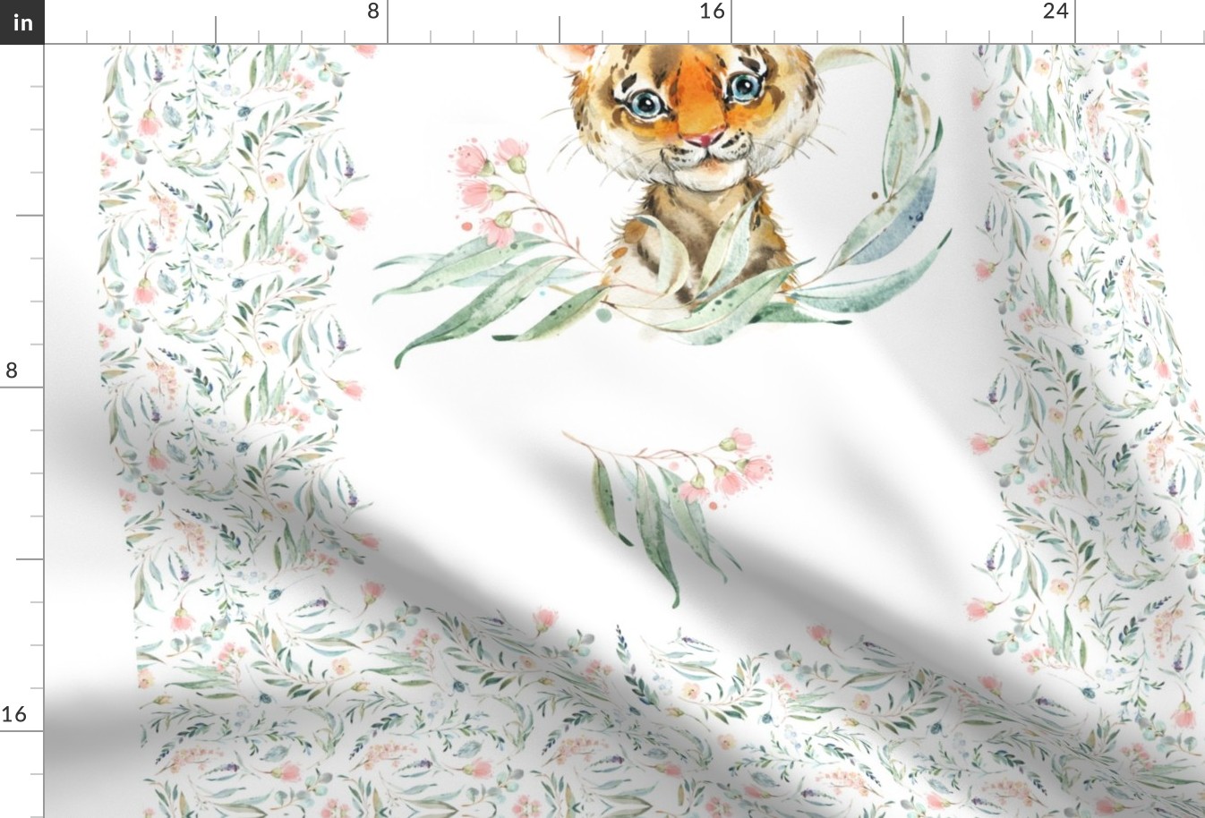 54” x 36” Tiger TWO Blanket Panels, MINKY size panel, Wild Animal Girls Bedding, Bible Verse Blanket, FABRIC MUST be 54” or WIDER, Two 24”x36” panels per yard