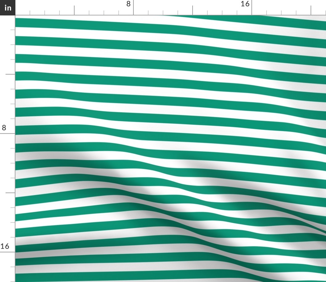 Emerald Awning Stripe Pattern Horizontal in White