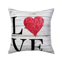 Love with Glitter Heart - 18 inch square 