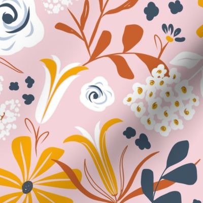 Darcy - Boho Floral - Blush Large Scale