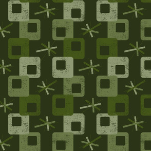 Midcentury Square Geometric ~ Olive Green