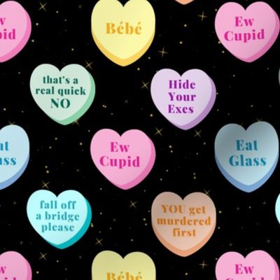 Schitt's Creek Candy Hearts - medium on black