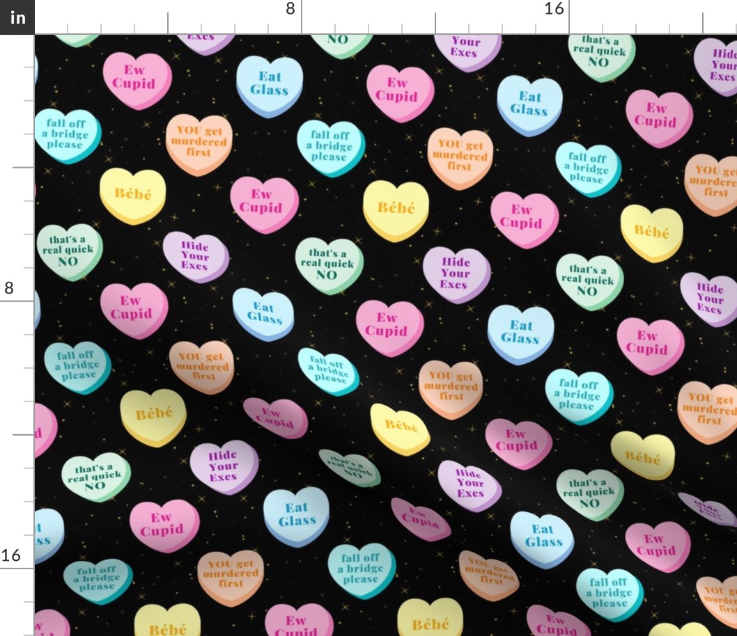 Schitt's Creek Candy Hearts - medium on black