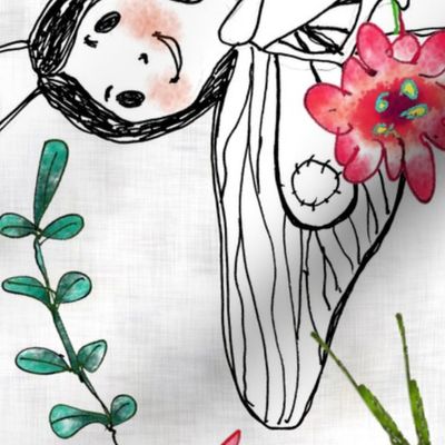 Hand drawn florals with fairy princesses