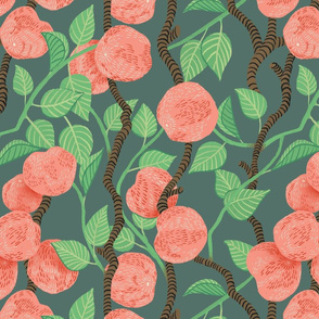 Peaches on Dark Blue