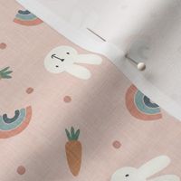 bunnies, rainbows, and carrots - neutrals on pink - spring and easter - LAD21