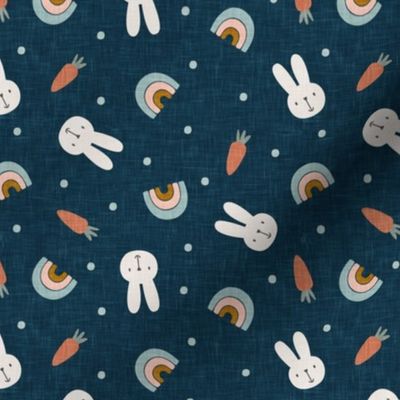 bunnies, rainbows, and carrots - dark blue - spring and easter - LAD21