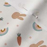 bunnies, rainbows, and carrots - earthy neutrals on cream - spring and easter - LAD21