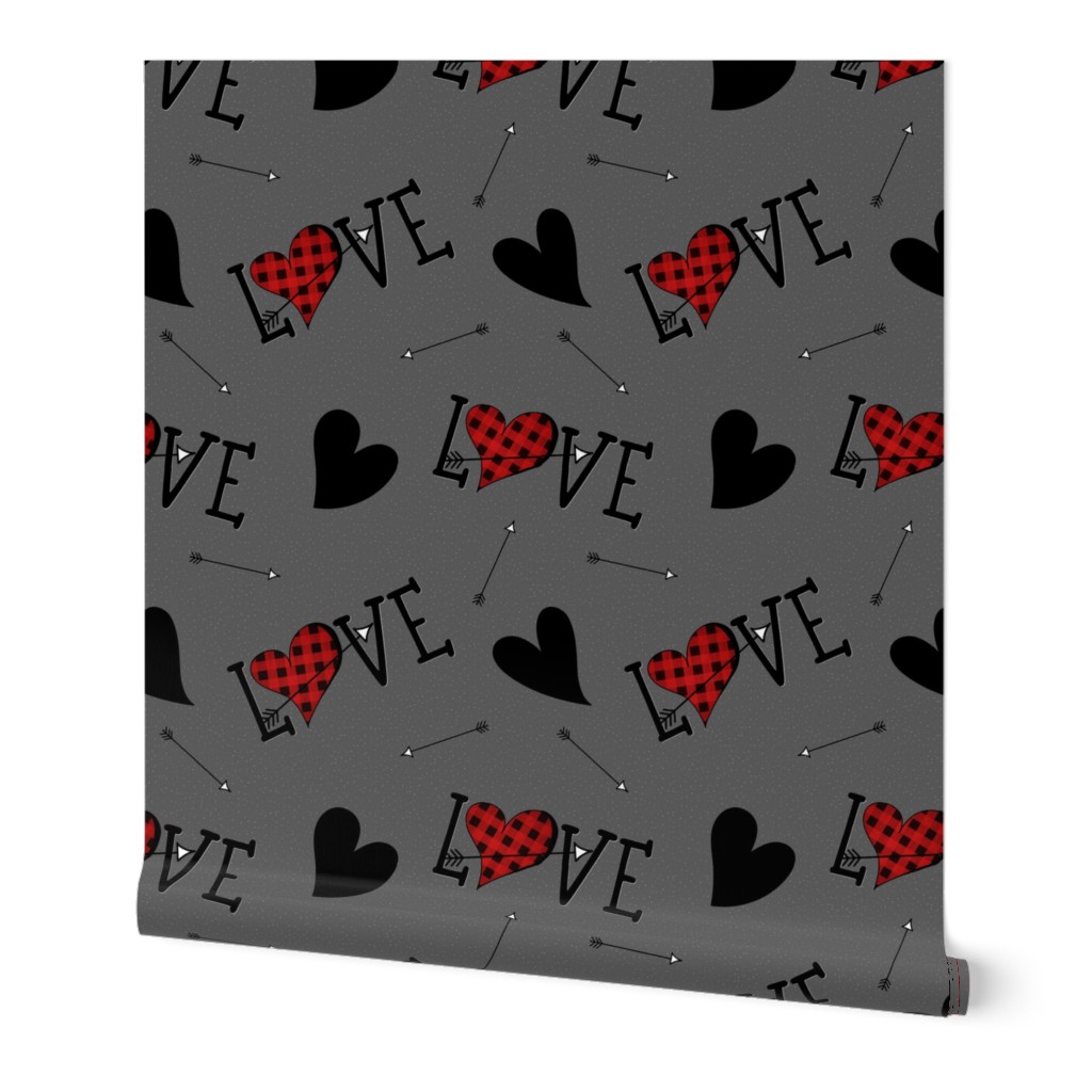 Buffalo Plaid Love on Gray - large