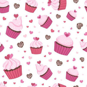Pink cupcakes and little hearts
