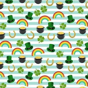 SMALL st patricks day fabric - leprechaun fabric, pot of gold, lucky fabric, luck of the irish fabric, rainbow fabric - stripes