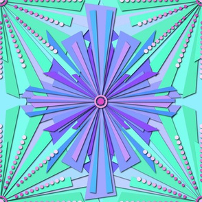 papercut starburst - blue & green