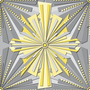 papercut starburst - grey & yellow