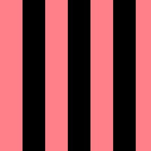 Large Shell Pink Awning Stripe Pattern Vertical in Black