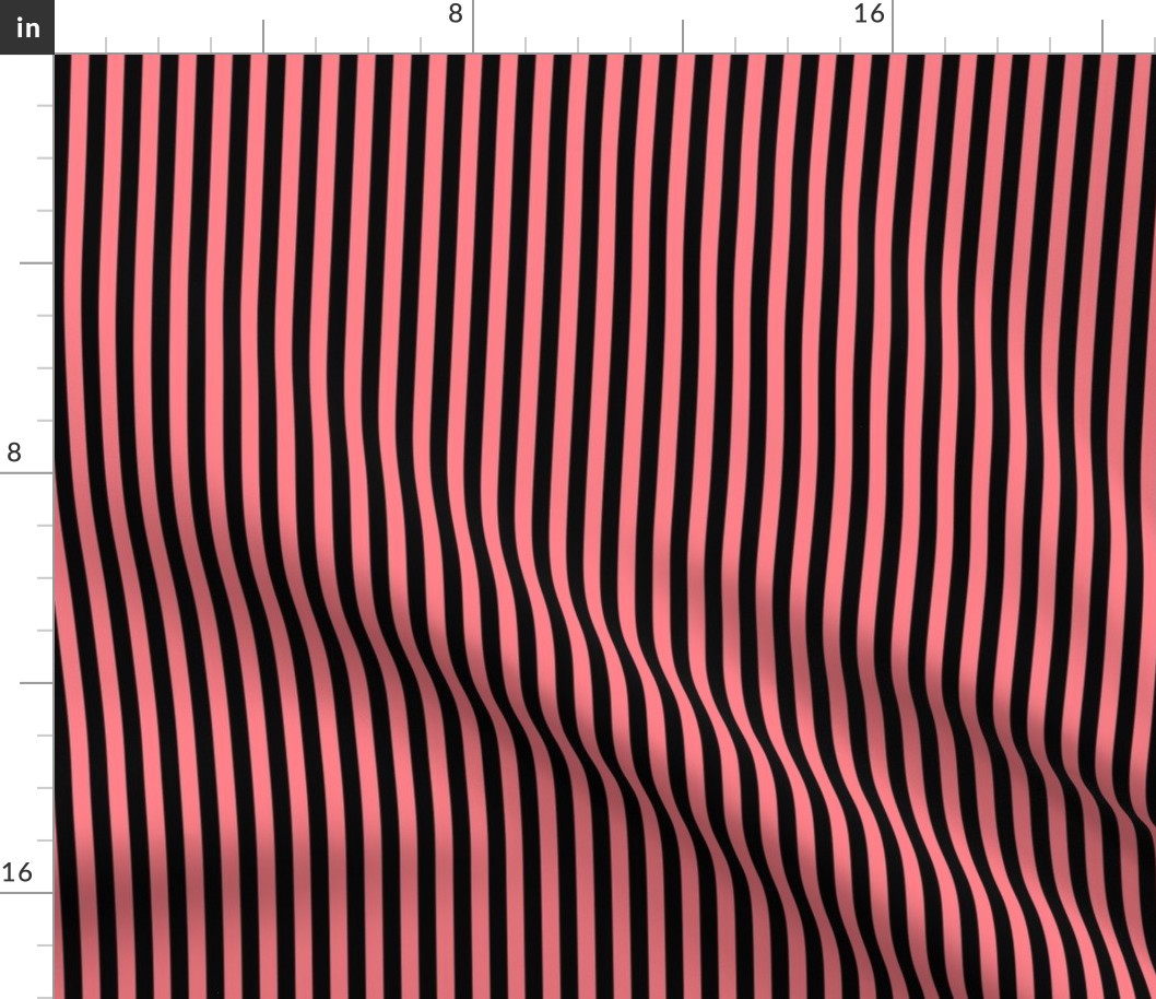 Shell Pink Bengal Stripe Pattern Vertical in Black