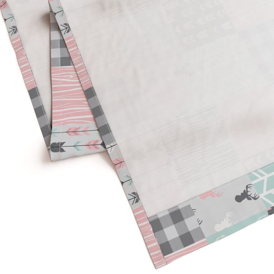 Patchwork Deer - pink, mint, grey rotated