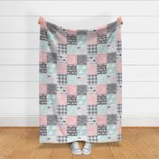 Patchwork Deer - pink, mint, grey rotated