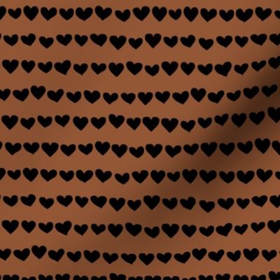 Rows of hearts minimalist boho valentine's Day love design black chocolate brown winter