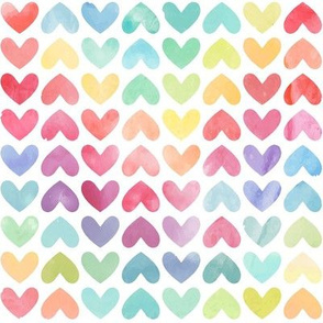 Watercolor Rainbow Hearts