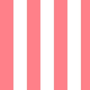 Large Shell Pink Awning Stripe Pattern Vertical in White