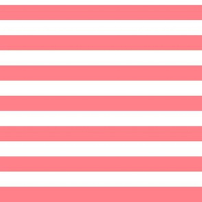 Shell Pink Awning Stripe Pattern Horizontal in White