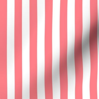 Shell Pink Awning Stripe Pattern Vertical in White