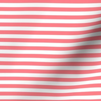 Shell Pink Bengal Stripe Pattern Horizontal in White