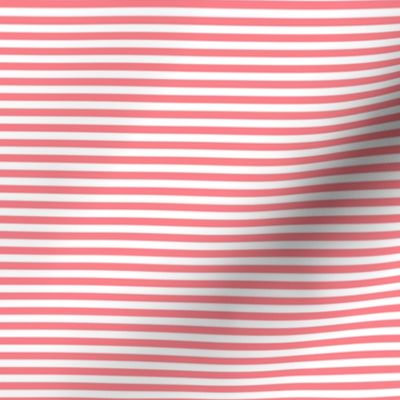 Small Shell Pink Bengal Stripe Pattern Horizontal in White