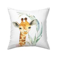 18” Giraffe Floral Pillow Front with dotted cutting lines