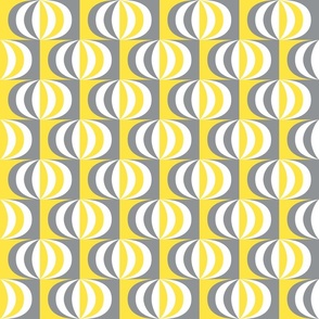 Retro mid-century striped ovals Yellow Grey