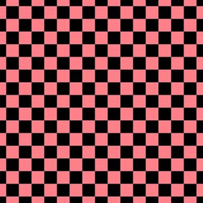 Checker Pattern - Shell Pink and Black