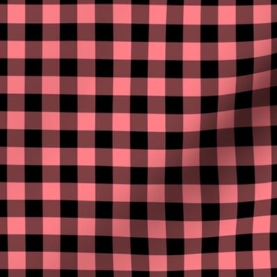 Gingham Pattern - Shell Pink and Black