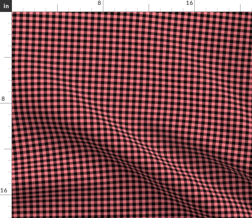 Small Gingham Pattern - Shell Pink and Black