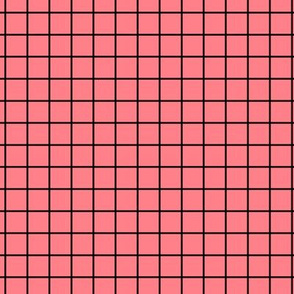 Grid Pattern - Shell Pink and Black